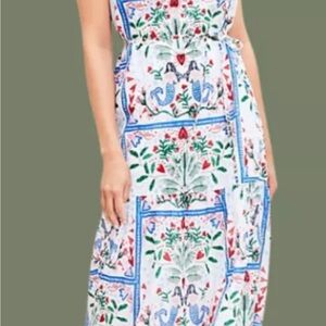 LOFT Blue and Pink Halter Maxi Sundress